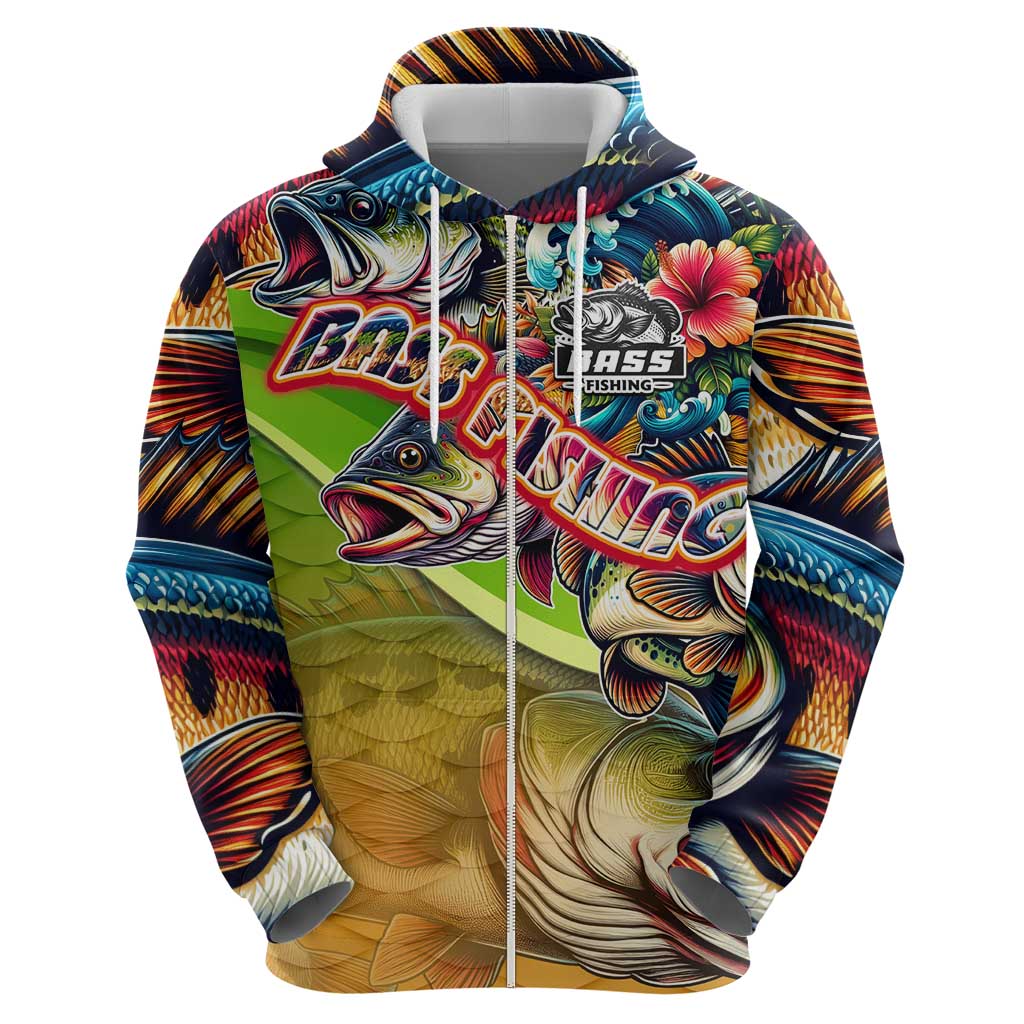 Bass Fishing Hoodie Tropical Explosion Angler Design DT02
