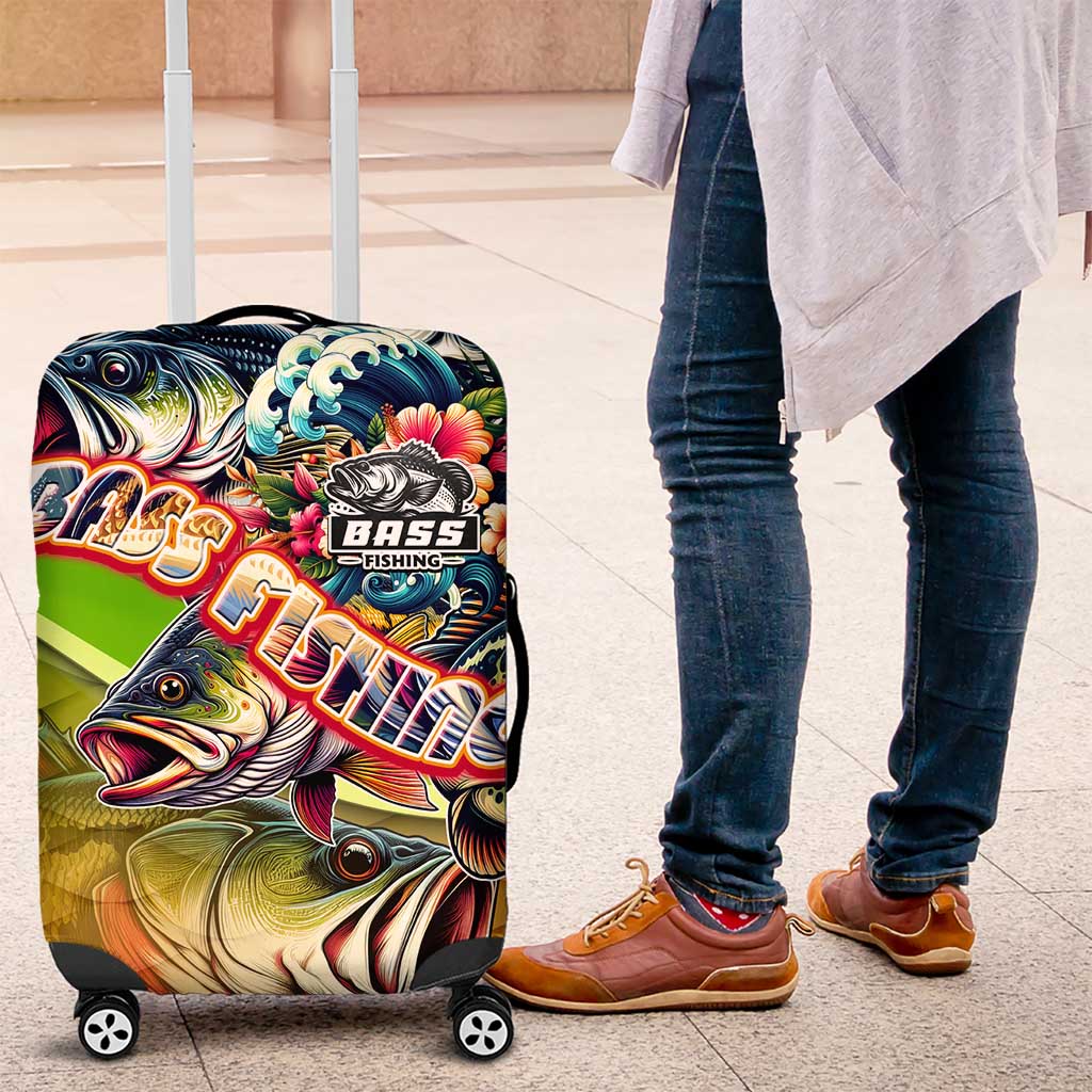 Bass Fishing Luggage Cover Tropical Explosion Angler Design DT02