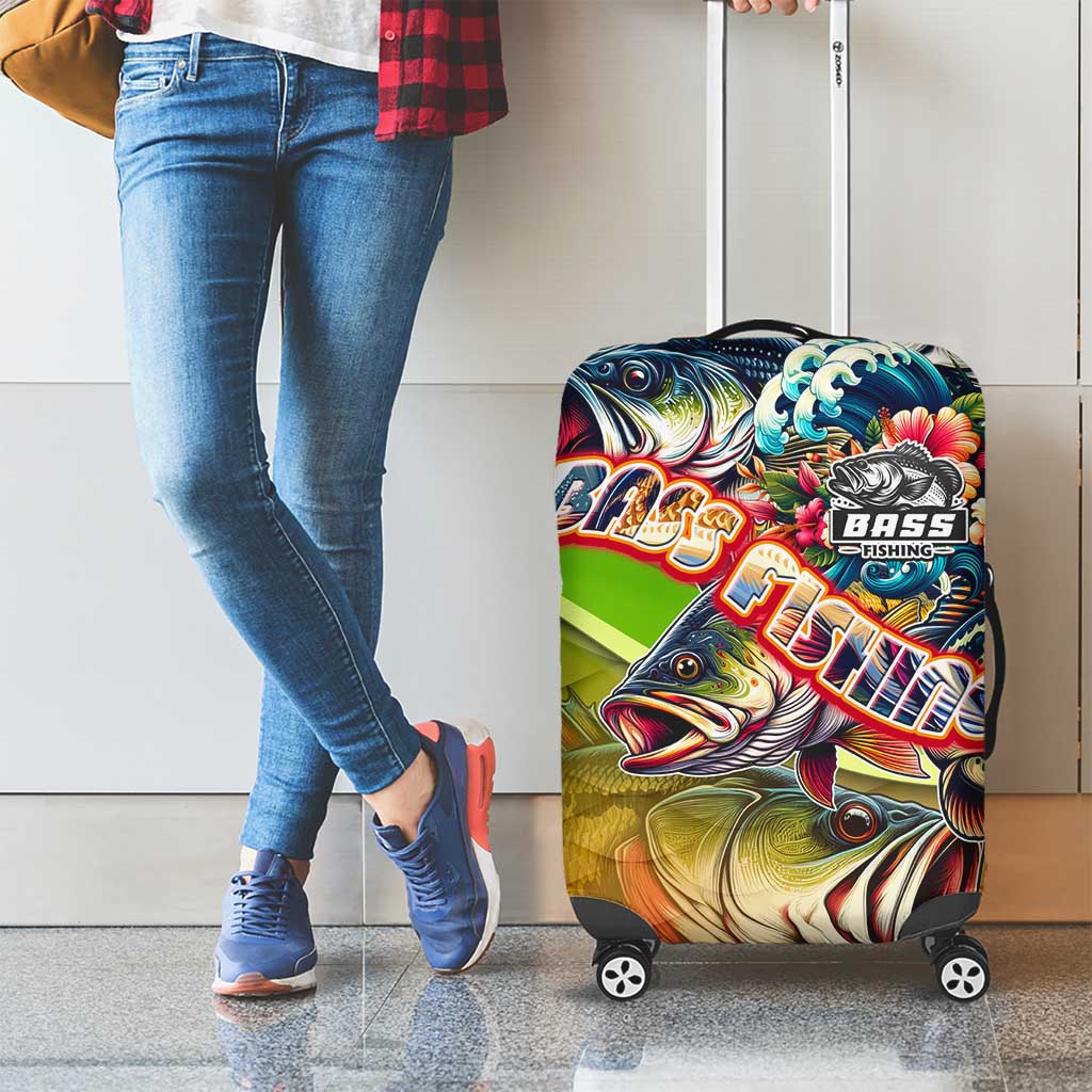 Bass Fishing Luggage Cover Tropical Explosion Angler Design DT02