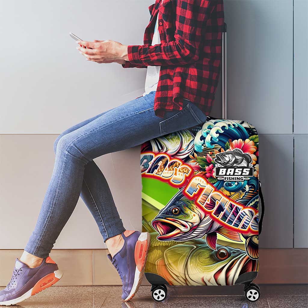 Bass Fishing Luggage Cover Tropical Explosion Angler Design DT02