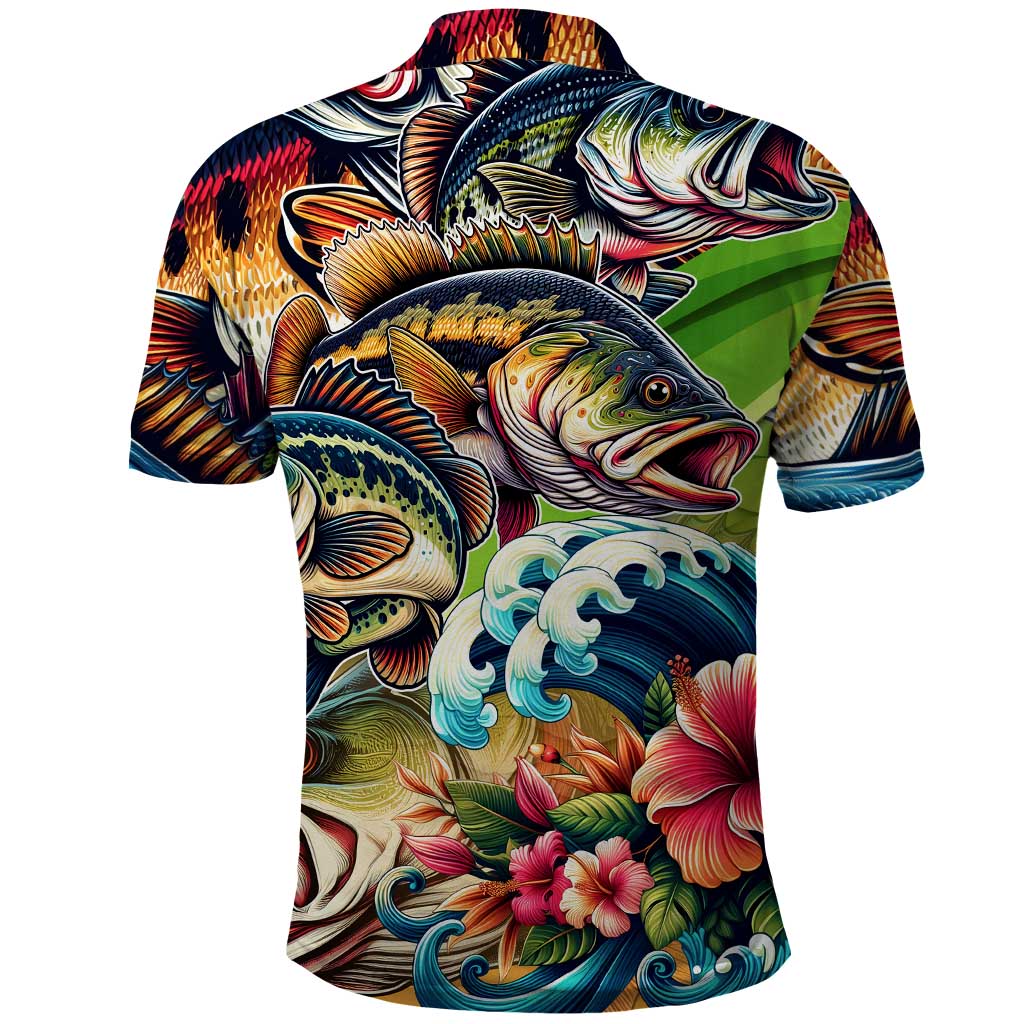Bass Fishing Polo Shirt Tropical Explosion Angler Design DT02