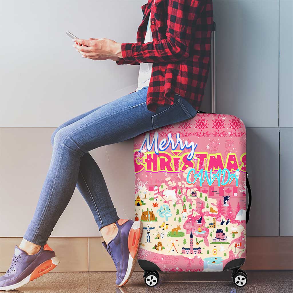 Merry Christmas Canada Luggage Cover Xmas Travel Map DT02