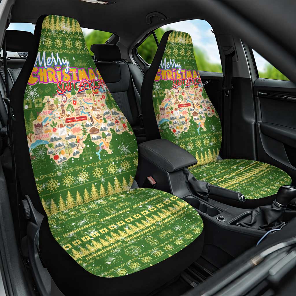 Merry Christmas Switzerland Car Seat Cover Xmas Travel Map DT02