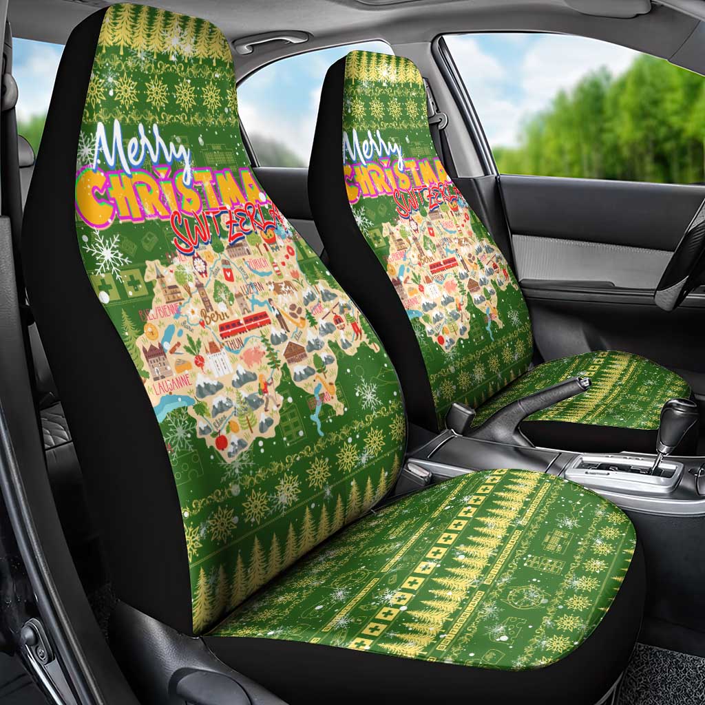 Merry Christmas Switzerland Car Seat Cover Xmas Travel Map DT02