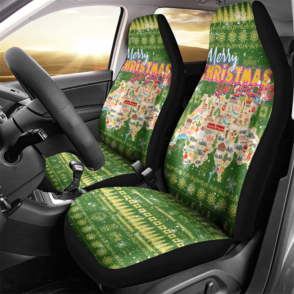 Merry Christmas Switzerland Car Seat Cover Xmas Travel Map DT02