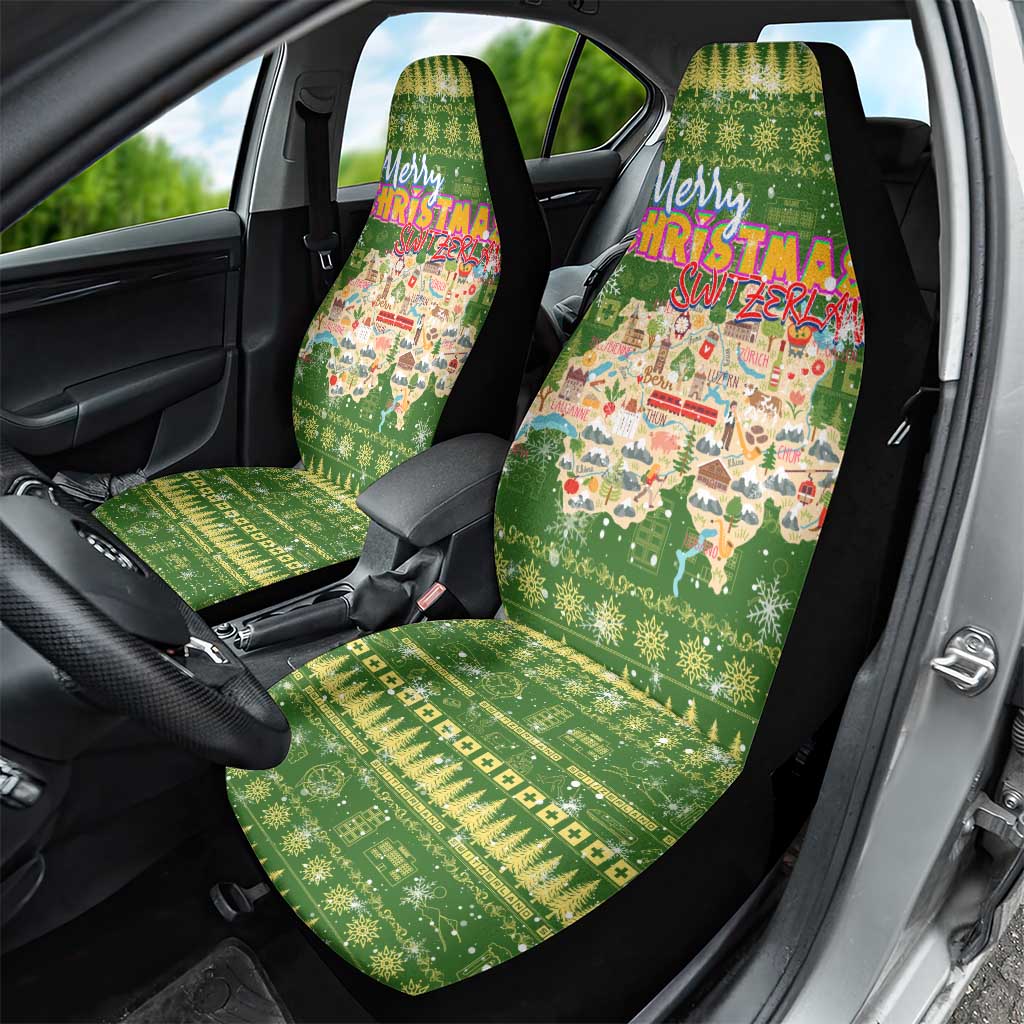 Merry Christmas Switzerland Car Seat Cover Xmas Travel Map DT02