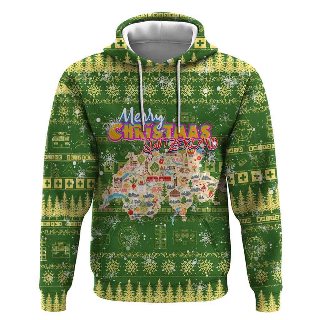 Merry Christmas Switzerland Hoodie Xmas Travel Map DT02