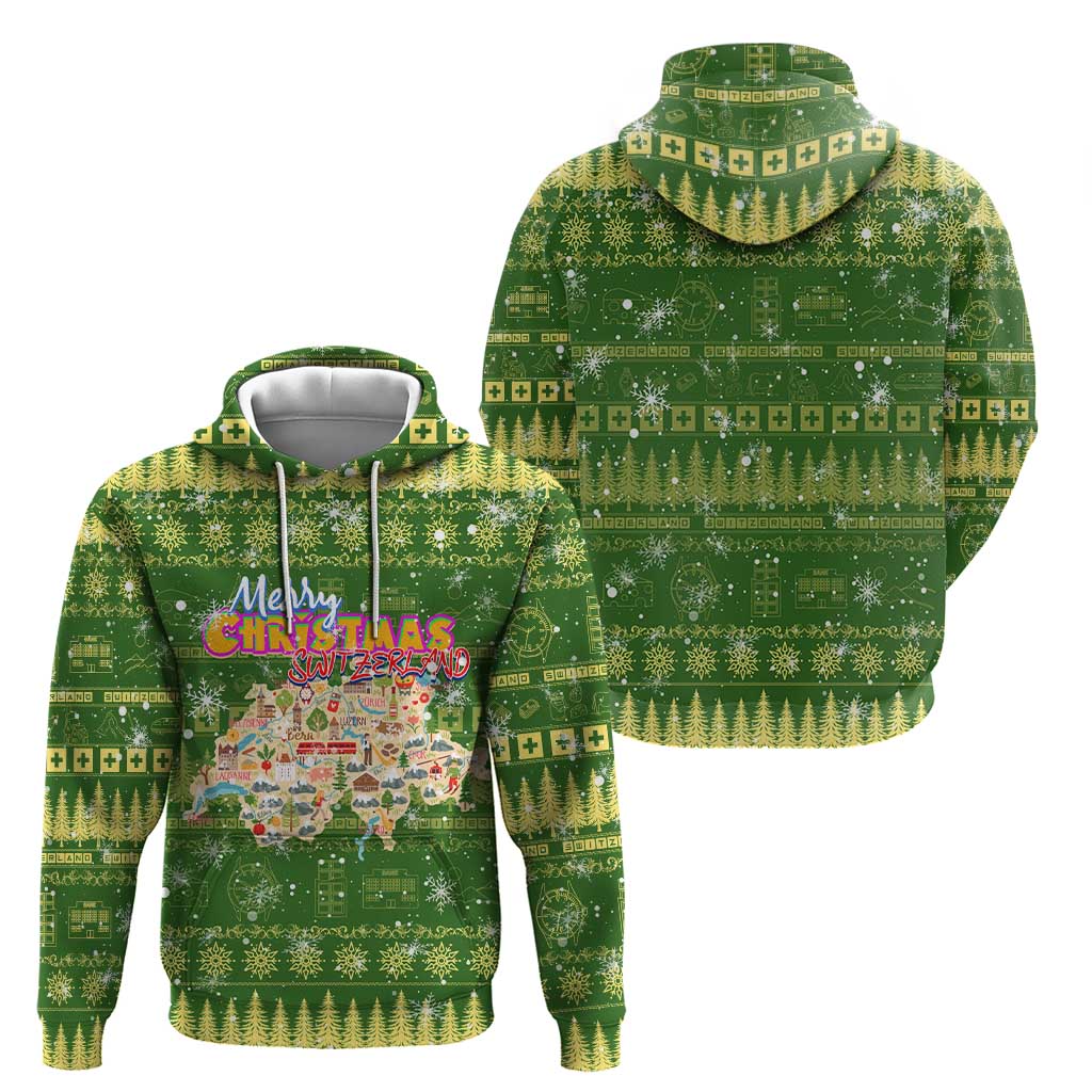 Merry Christmas Switzerland Hoodie Xmas Travel Map DT02