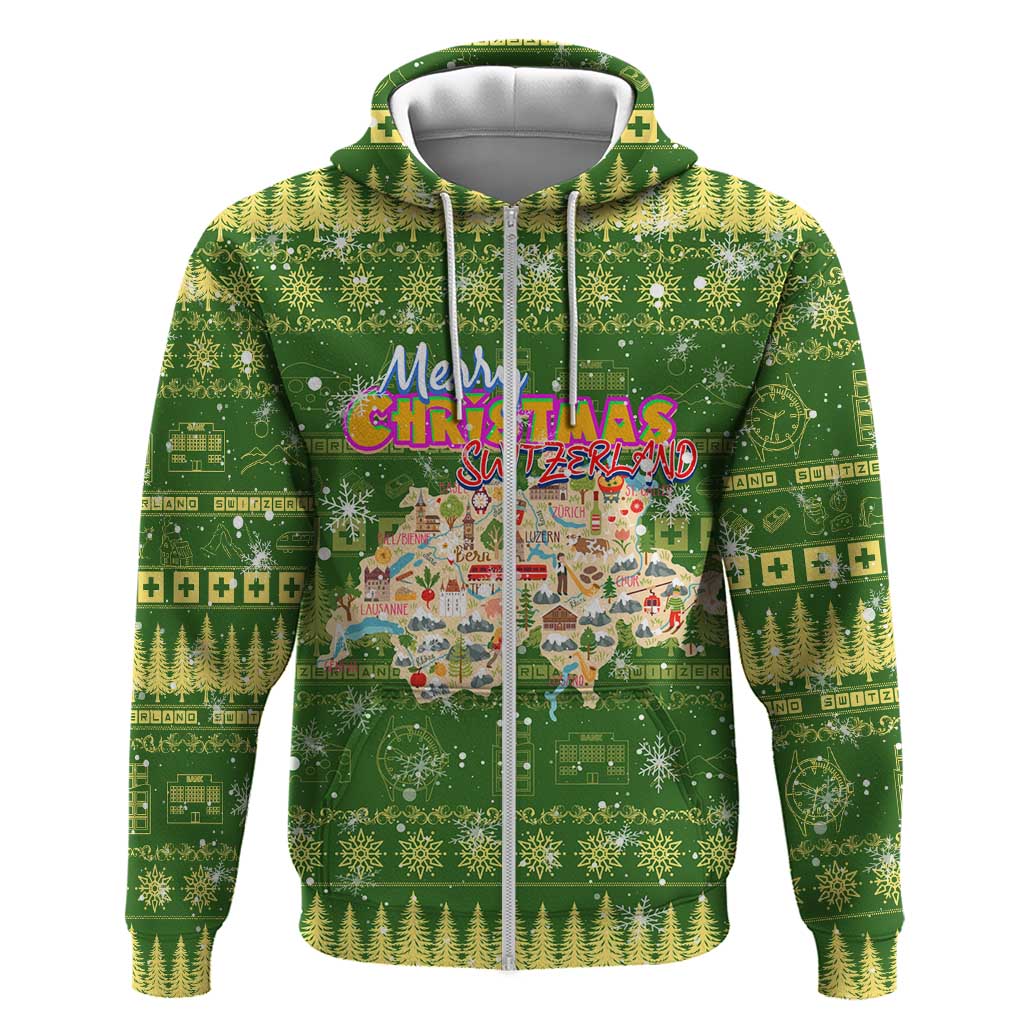 Merry Christmas Switzerland Hoodie Xmas Travel Map DT02