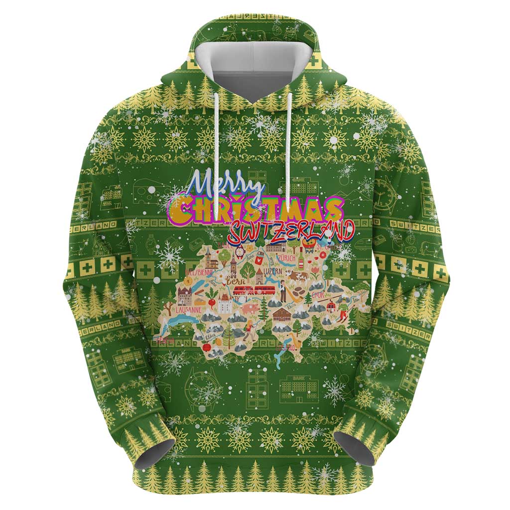 Merry Christmas Switzerland Hoodie Xmas Travel Map DT02