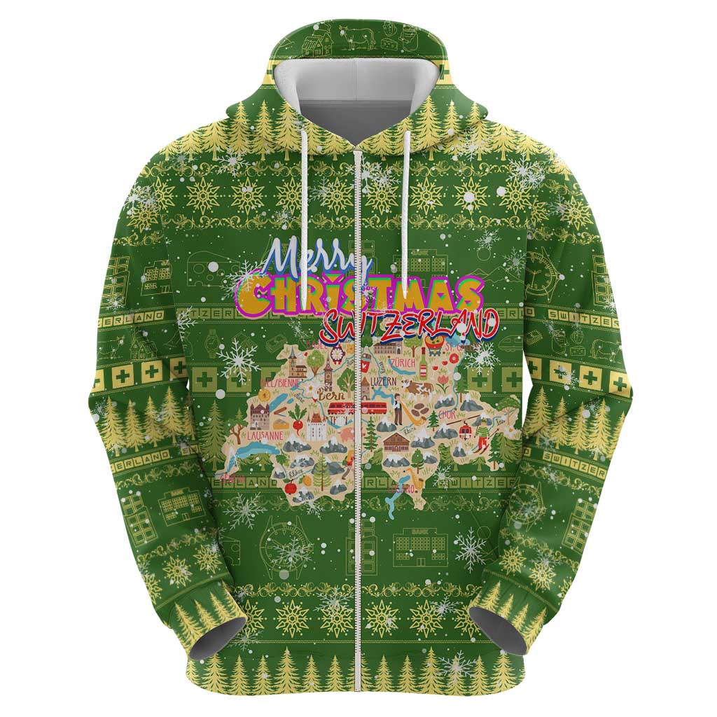 Merry Christmas Switzerland Hoodie Xmas Travel Map DT02
