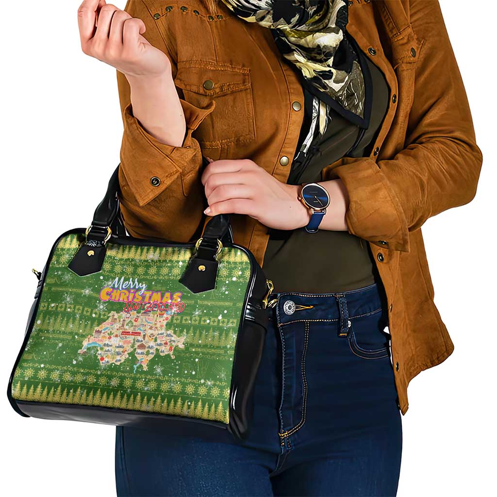 Merry Christmas Switzerland Shoulder Handbag Xmas Travel Map DT02