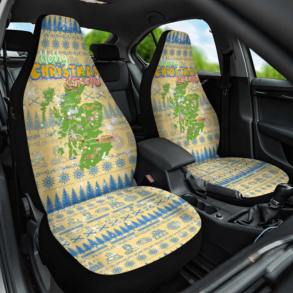 Merry Christmas Scotland Car Seat Cover Xmas Travel Map DT02