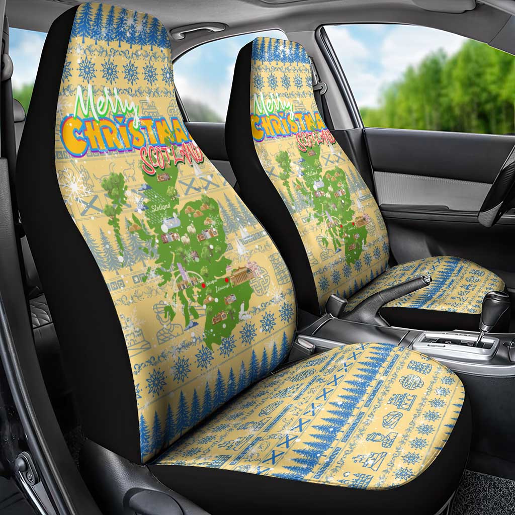 Merry Christmas Scotland Car Seat Cover Xmas Travel Map DT02