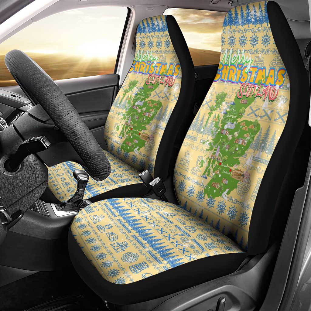 Merry Christmas Scotland Car Seat Cover Xmas Travel Map DT02