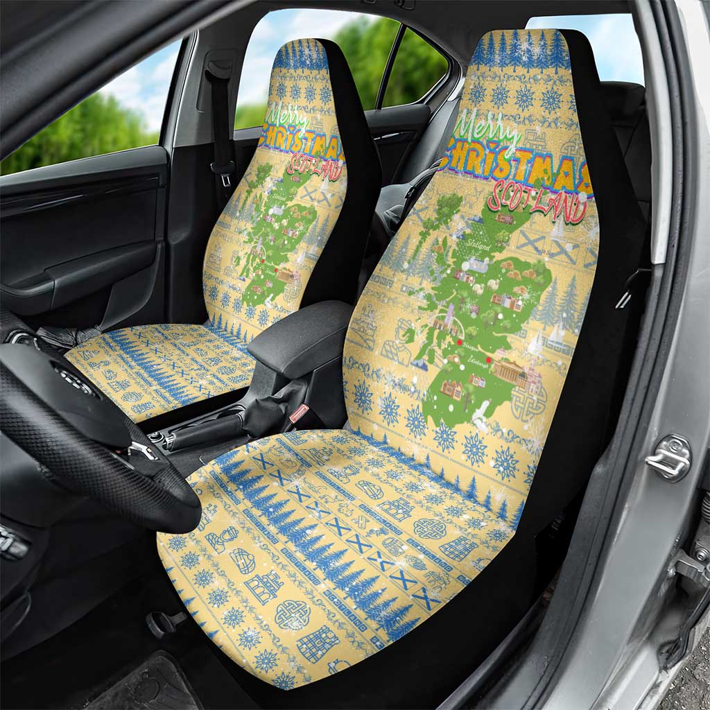 Merry Christmas Scotland Car Seat Cover Xmas Travel Map DT02