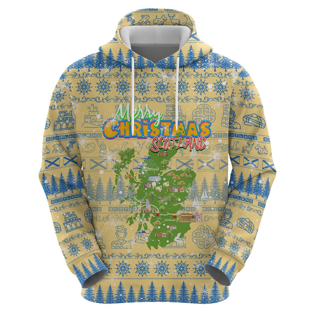 Merry Christmas Scotland Hoodie Xmas Travel Map DT02