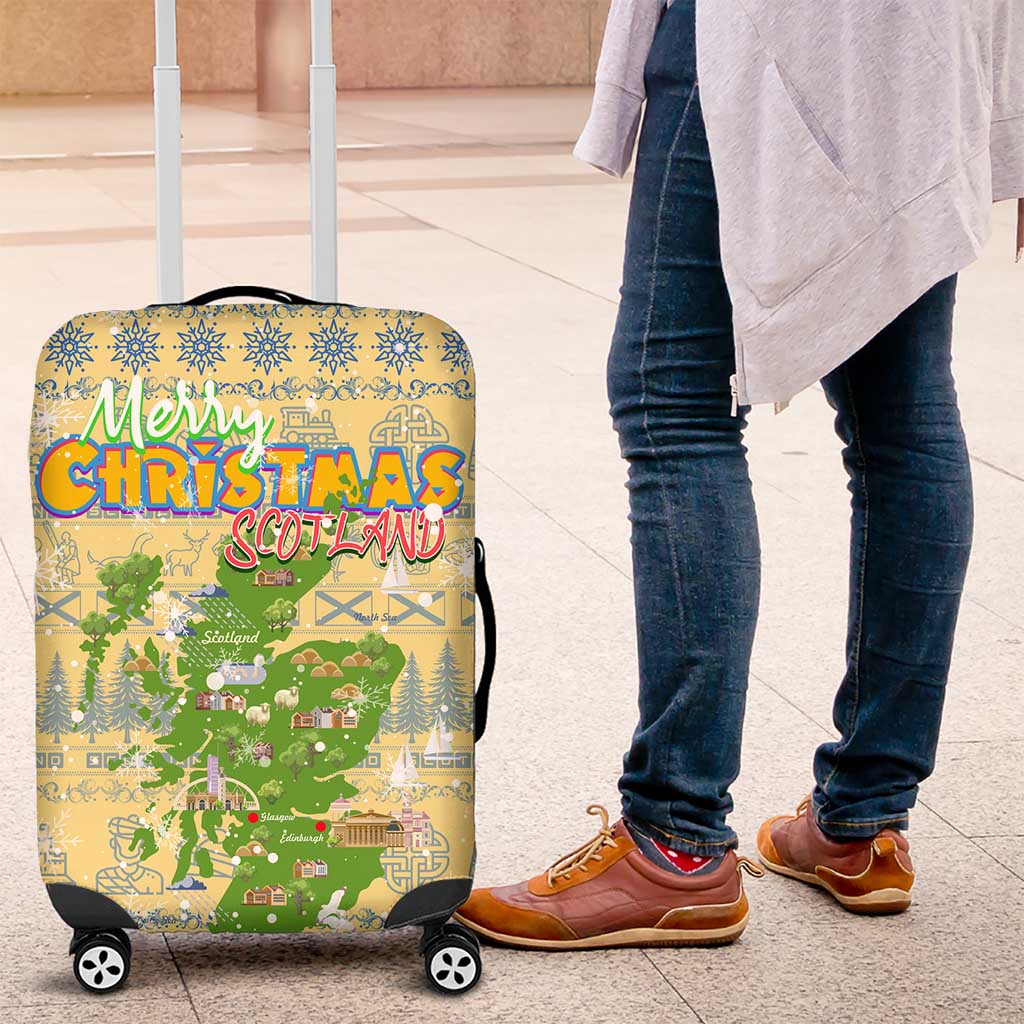 Merry Christmas Scotland Luggage Cover Xmas Travel Map DT02