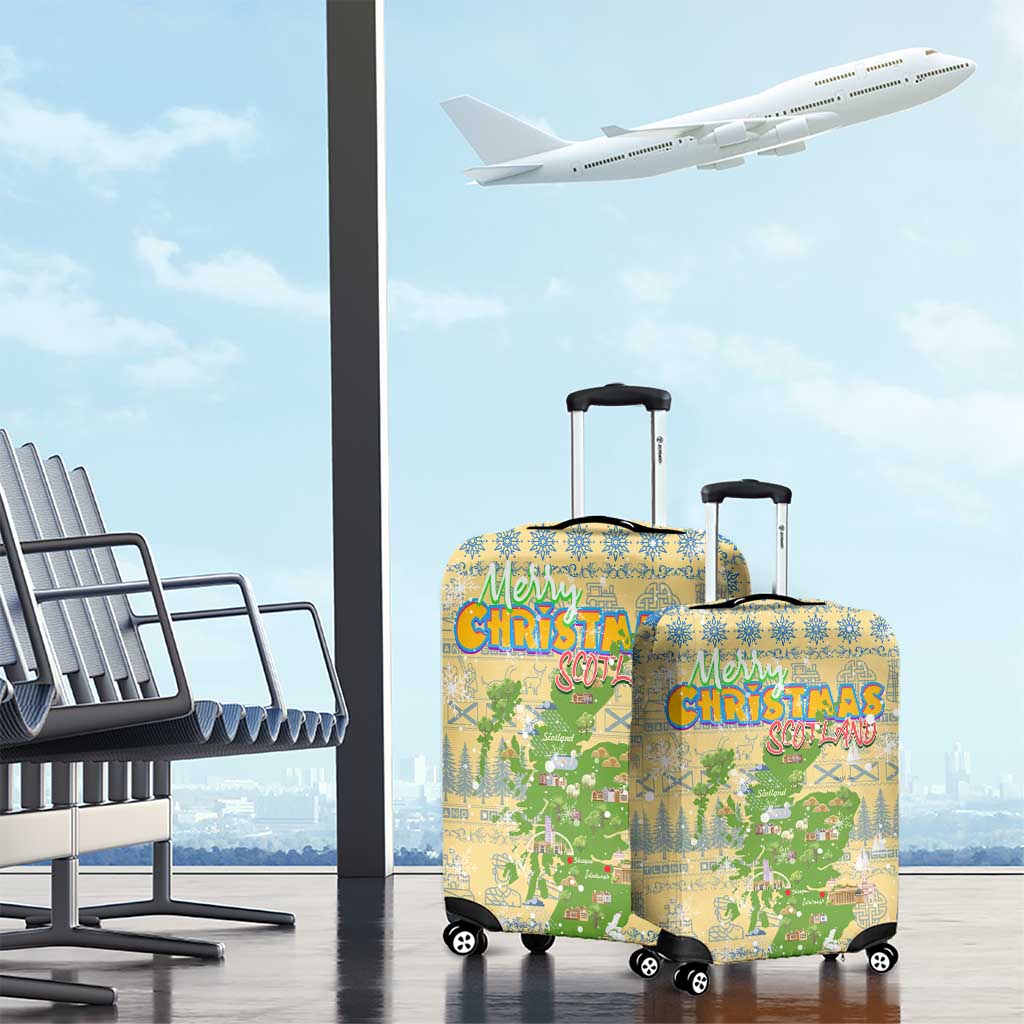 Merry Christmas Scotland Luggage Cover Xmas Travel Map DT02