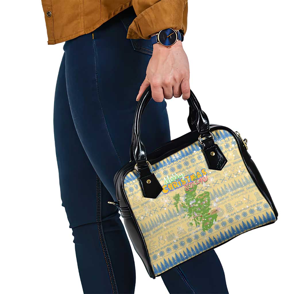 Merry Christmas Scotland Shoulder Handbag Xmas Travel Map DT02