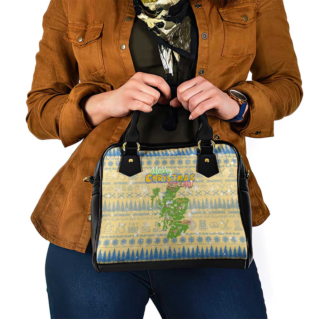 Merry Christmas Scotland Shoulder Handbag Xmas Travel Map DT02