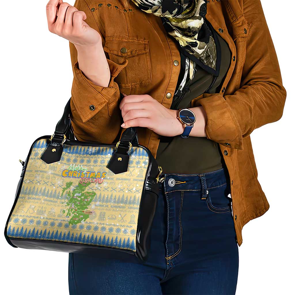 Merry Christmas Scotland Shoulder Handbag Xmas Travel Map DT02
