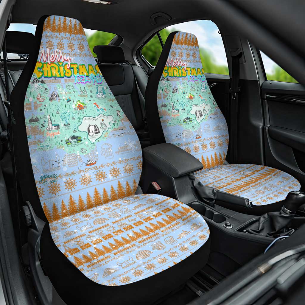 Merry Christmas Iceland Car Seat Cover Xmas Travel Map DT02