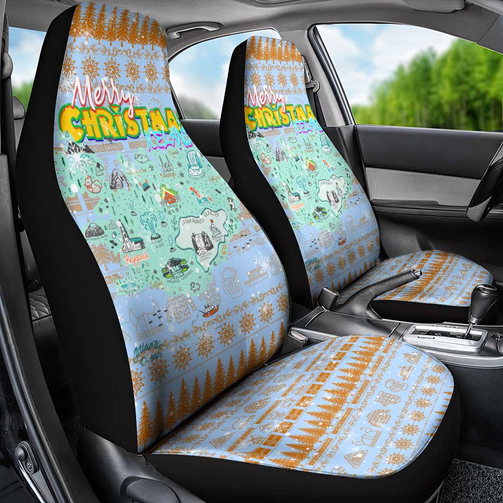 Merry Christmas Iceland Car Seat Cover Xmas Travel Map DT02