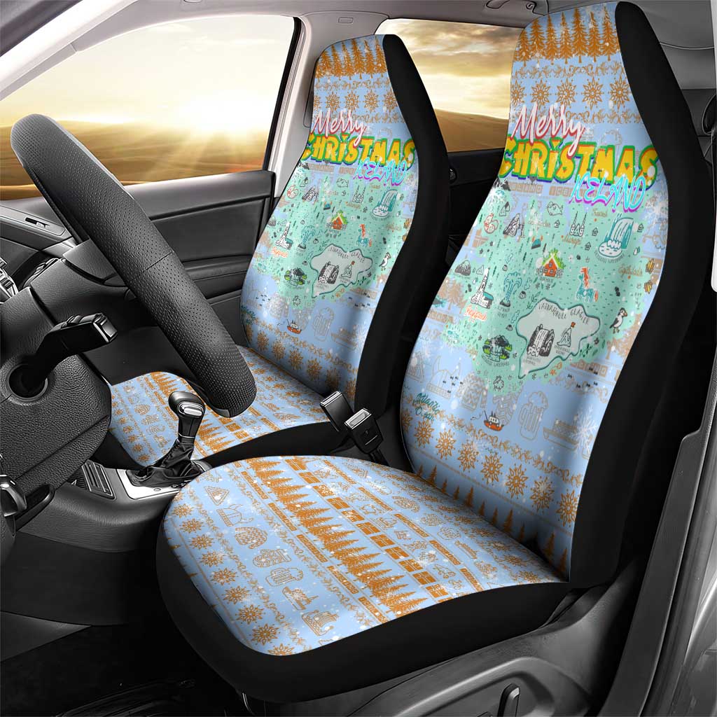 Merry Christmas Iceland Car Seat Cover Xmas Travel Map DT02