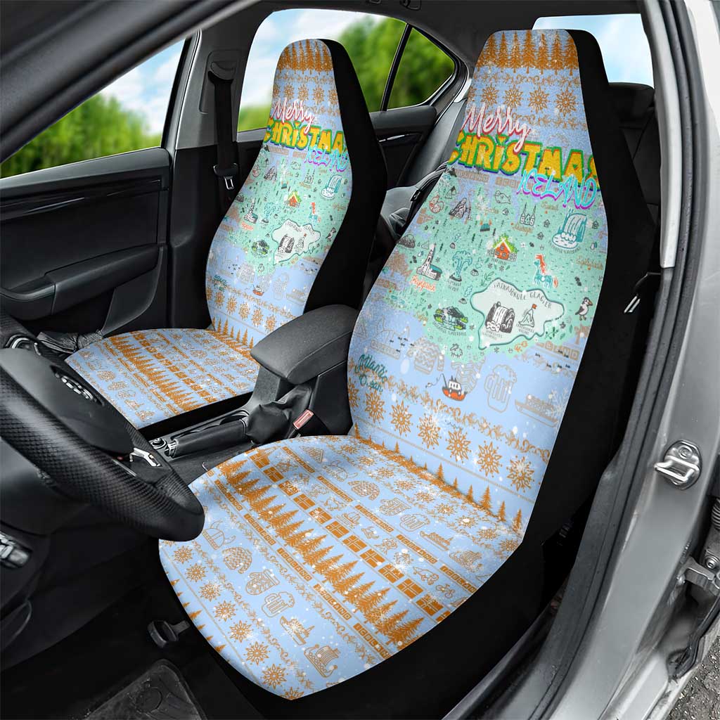Merry Christmas Iceland Car Seat Cover Xmas Travel Map DT02