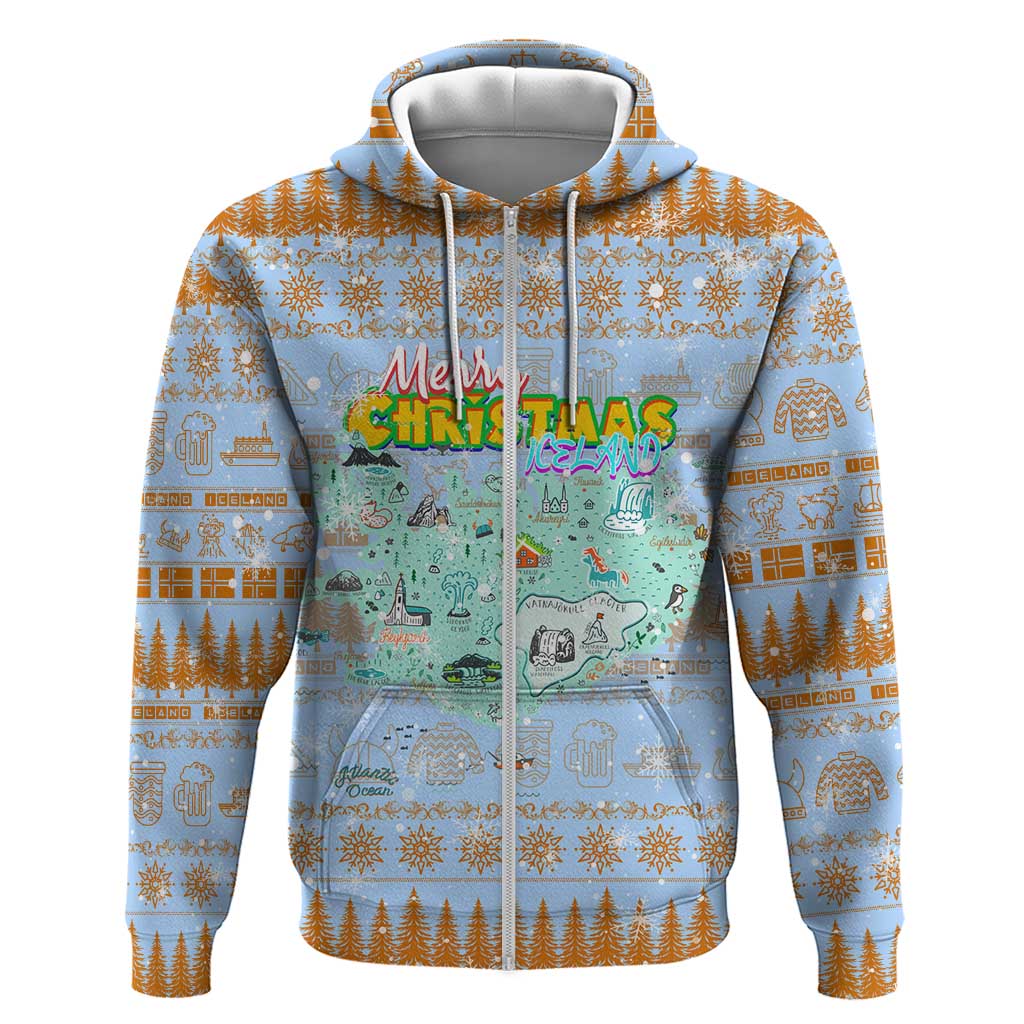 Merry Christmas Iceland Hoodie Xmas Travel Map DT02