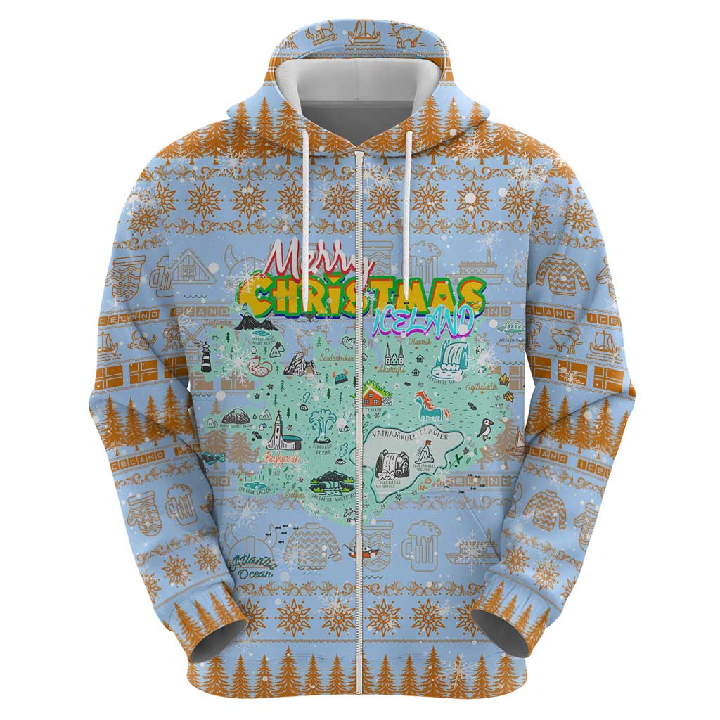 Merry Christmas Iceland Hoodie Xmas Travel Map DT02