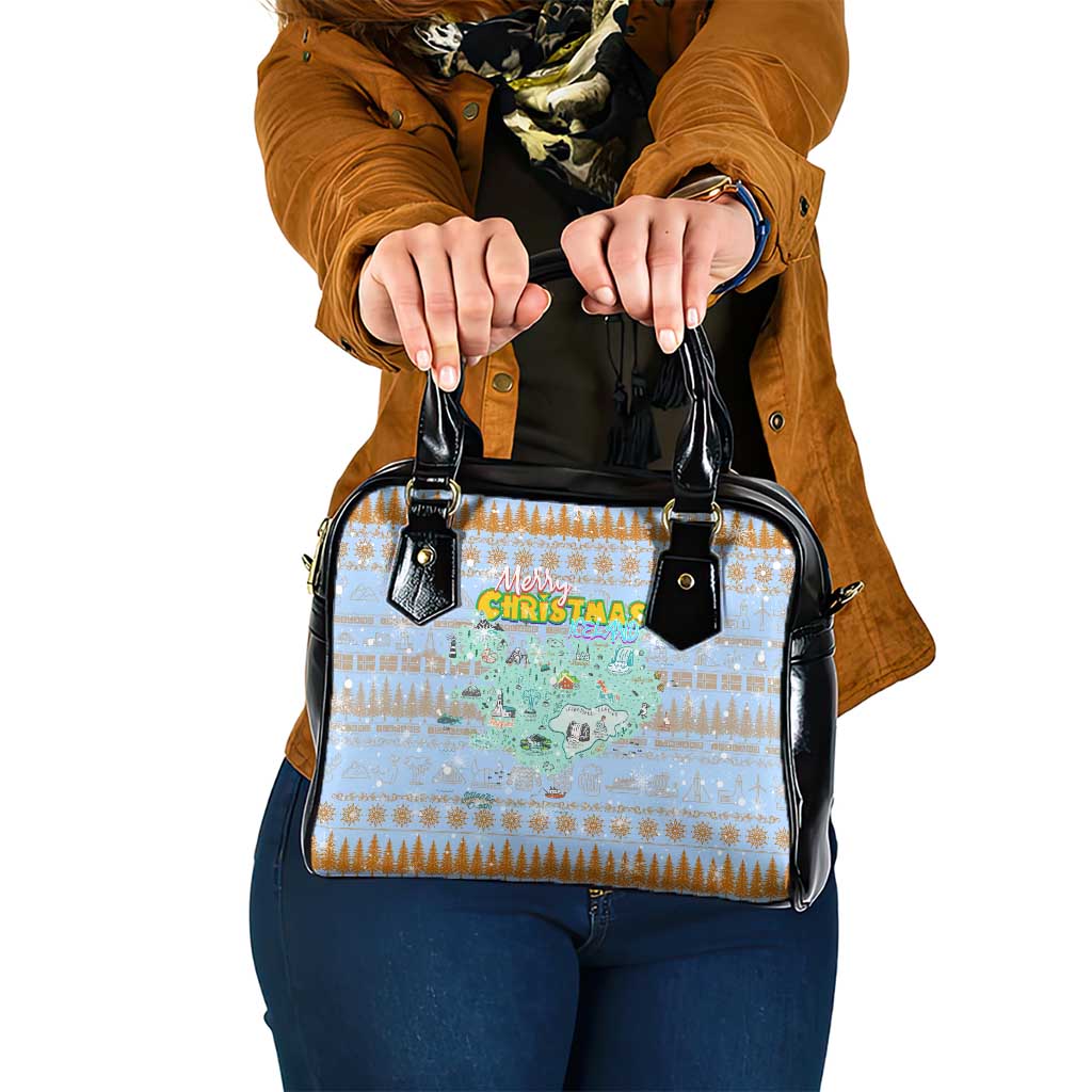 Merry Christmas Iceland Shoulder Handbag Xmas Travel Map DT02