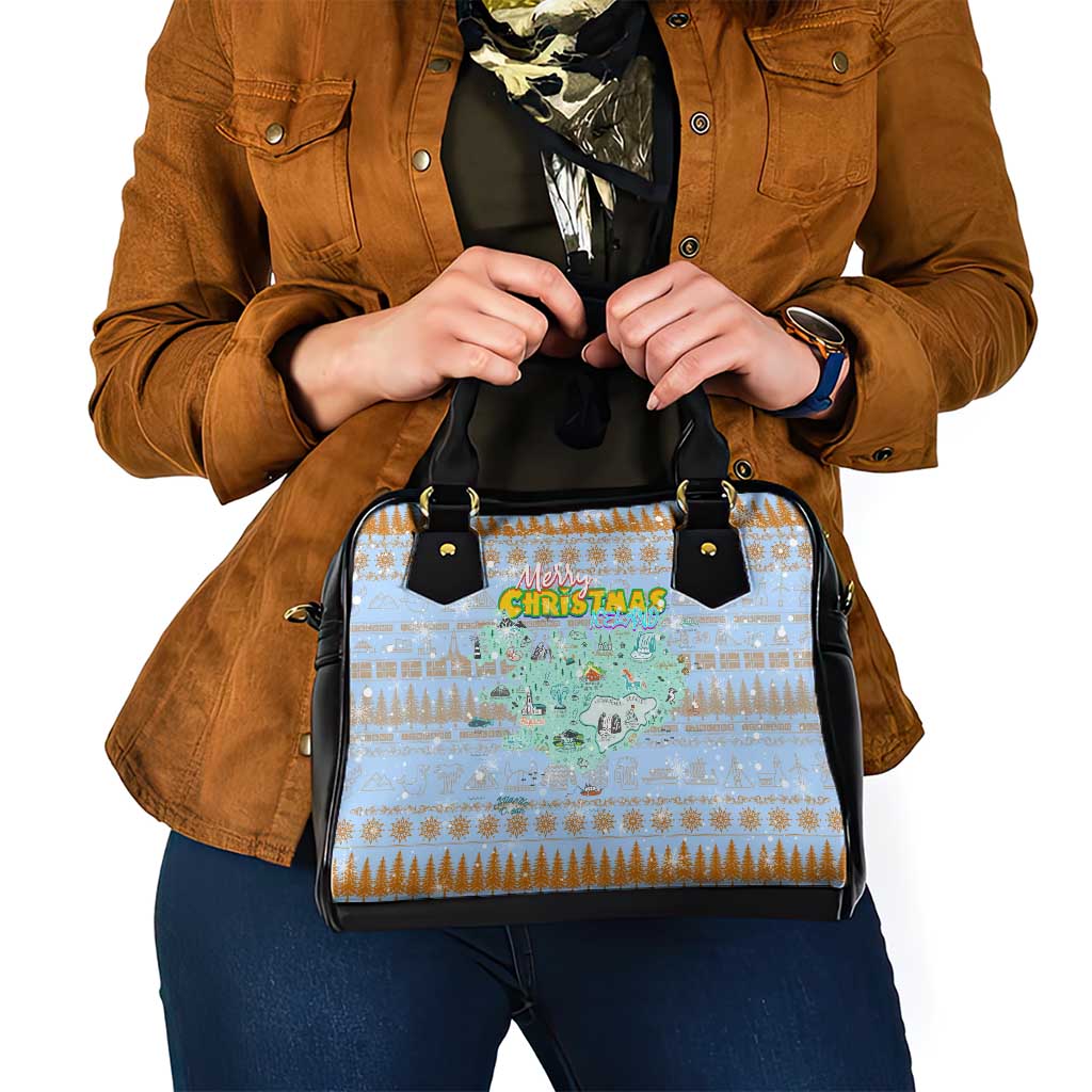 Merry Christmas Iceland Shoulder Handbag Xmas Travel Map DT02