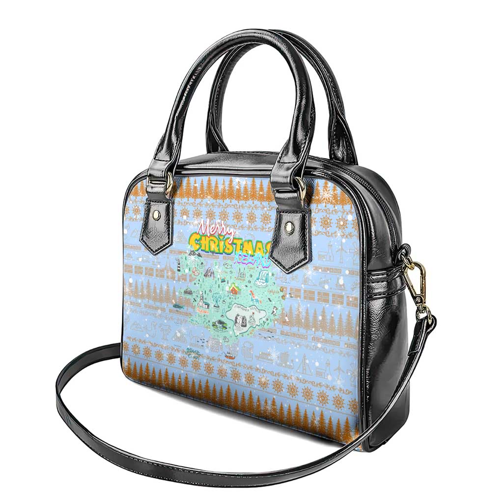 Merry Christmas Iceland Shoulder Handbag Xmas Travel Map DT02