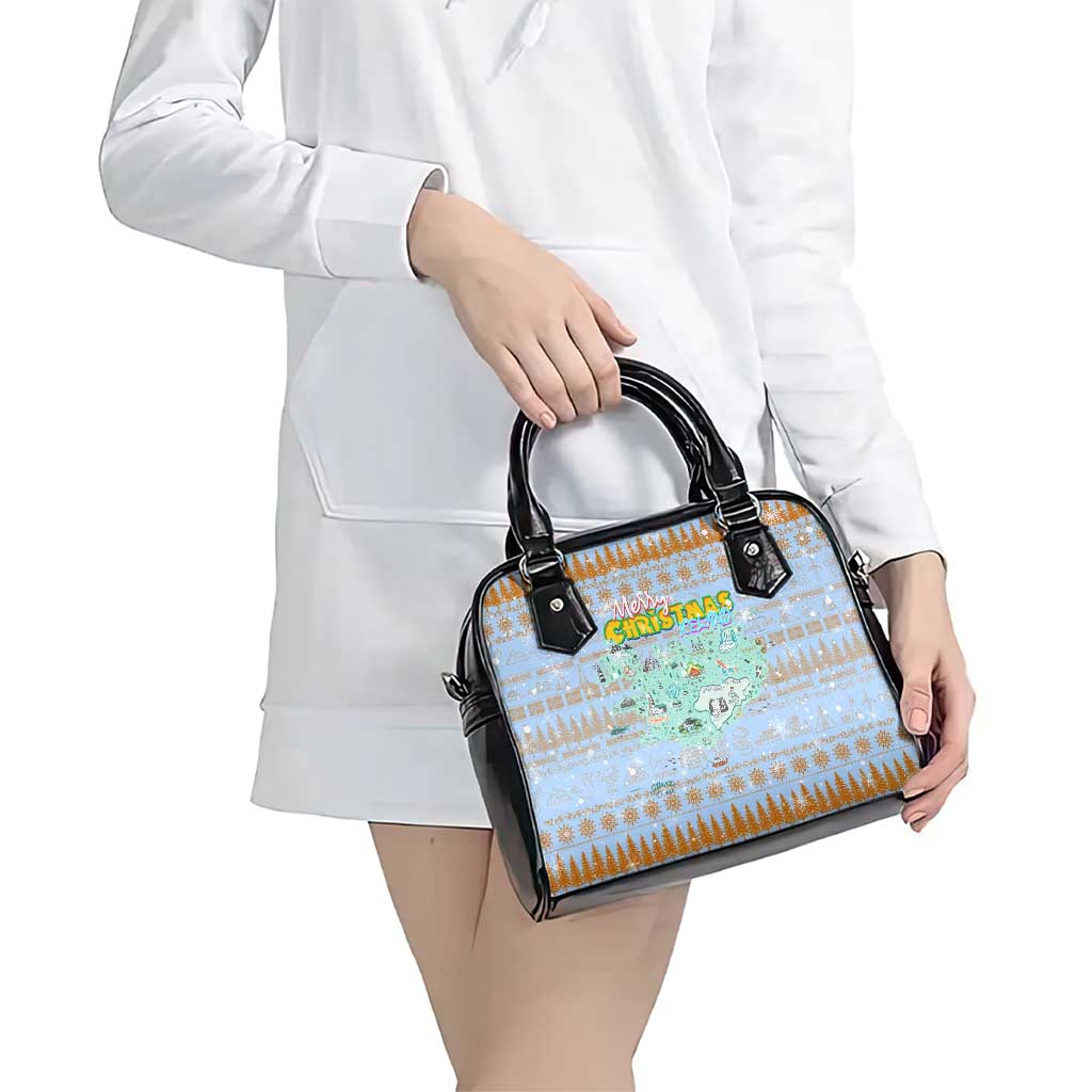 Merry Christmas Iceland Shoulder Handbag Xmas Travel Map DT02