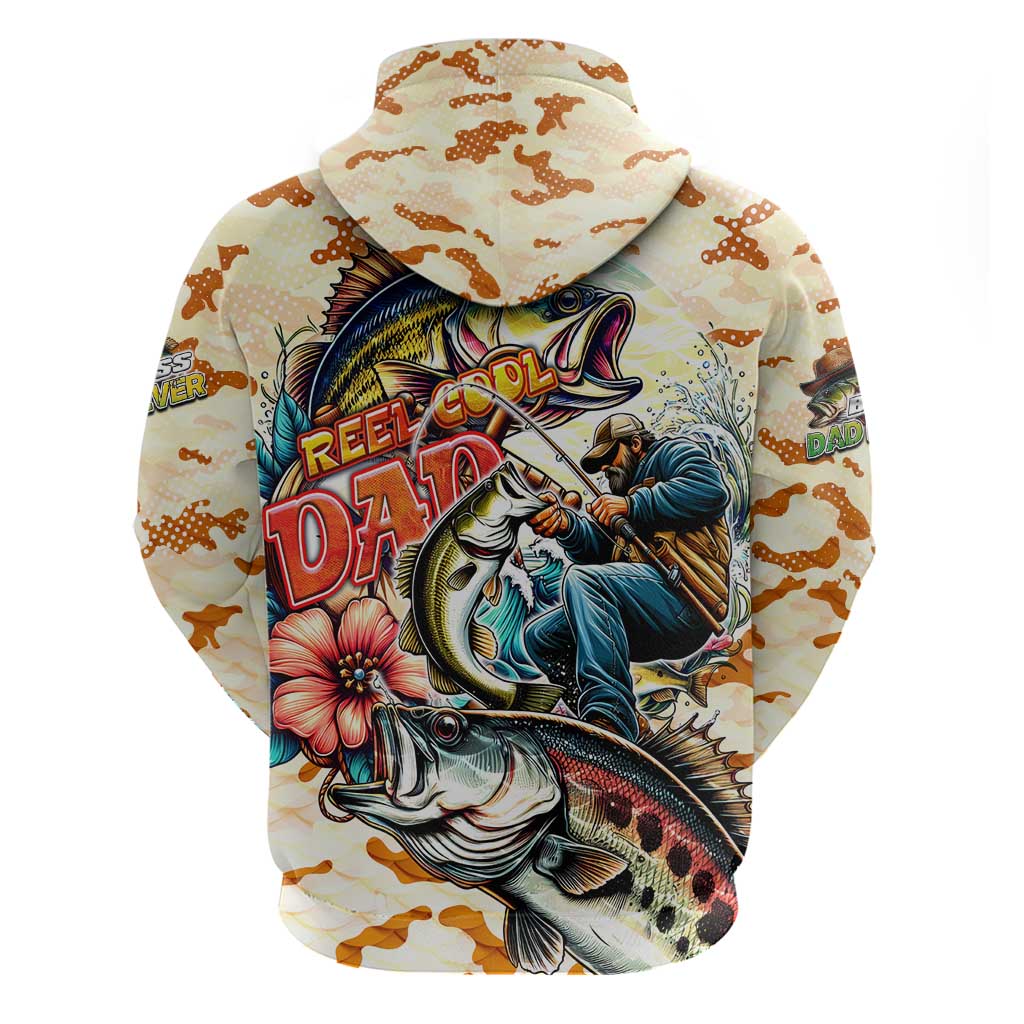 Bass Fishing Reel Cool Dad Hoodie Tropical Vintage DT02