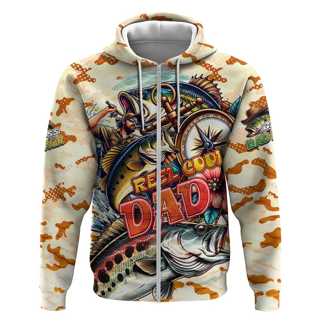 Bass Fishing Reel Cool Dad Hoodie Tropical Vintage DT02