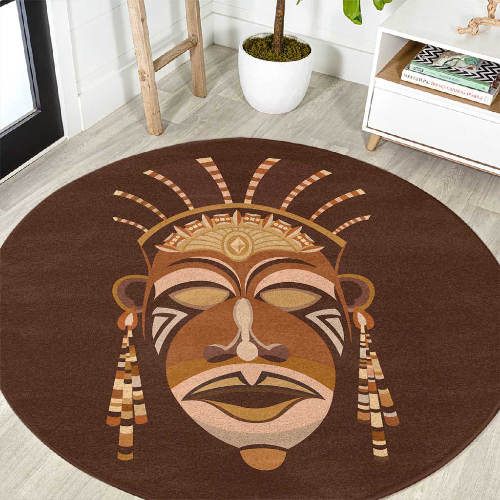 African Women Round Carpet Tribal Ethnic Mask DT02