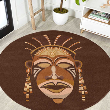 African Women Round Carpet Tribal Ethnic Mask DT02
