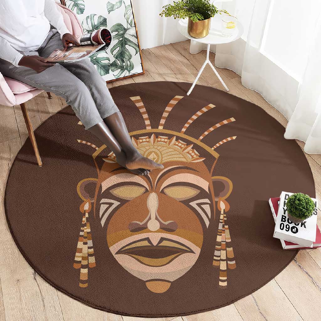 African Women Round Carpet Tribal Ethnic Mask DT02