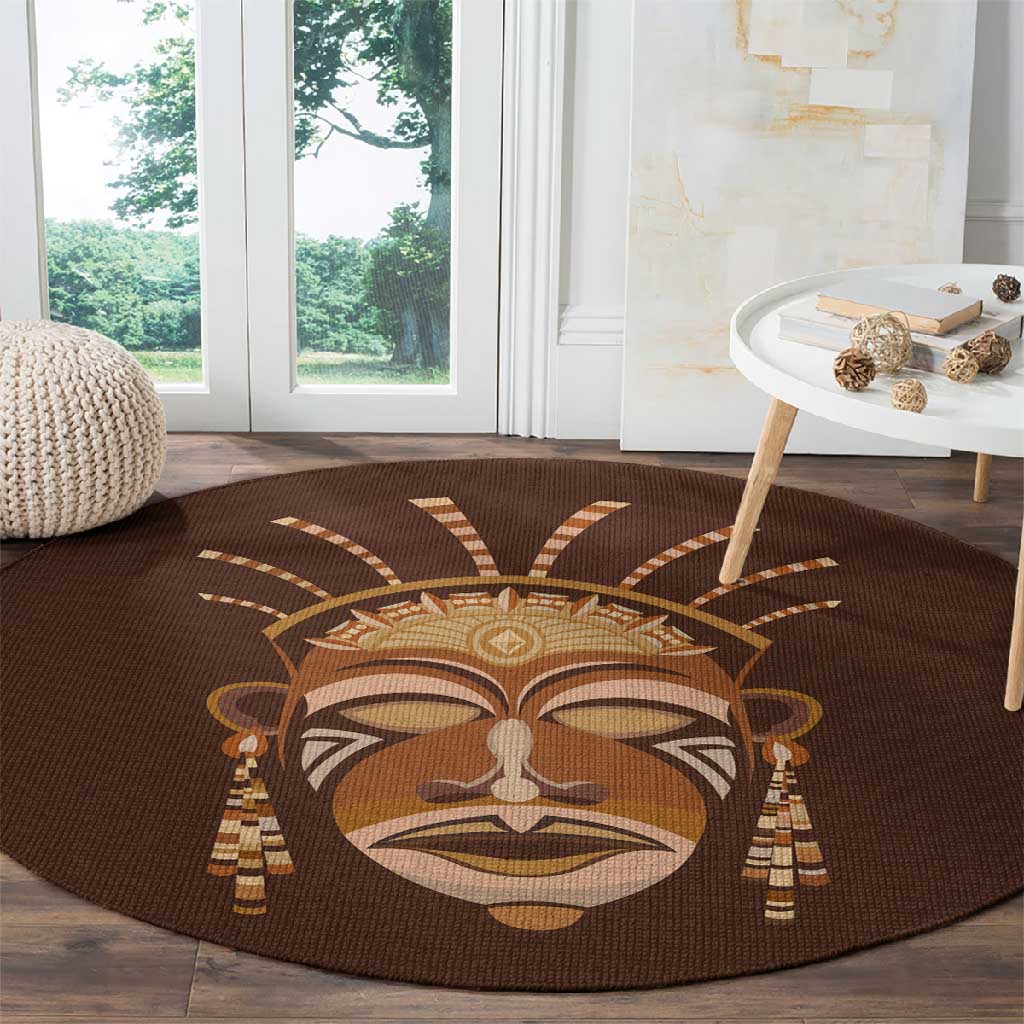 African Women Round Carpet Tribal Ethnic Mask DT02