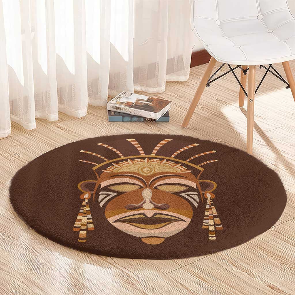 African Women Round Carpet Tribal Ethnic Mask DT02