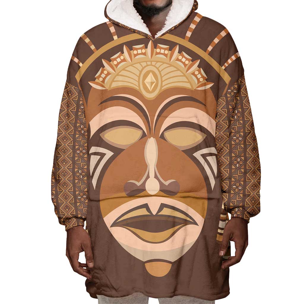 African Women Wearable Blanket Hoodie Tribal Ethnic Mask DT02