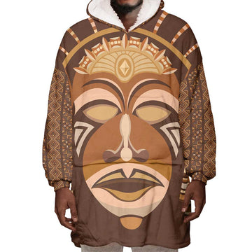 African Women Wearable Blanket Hoodie Tribal Ethnic Mask DT02