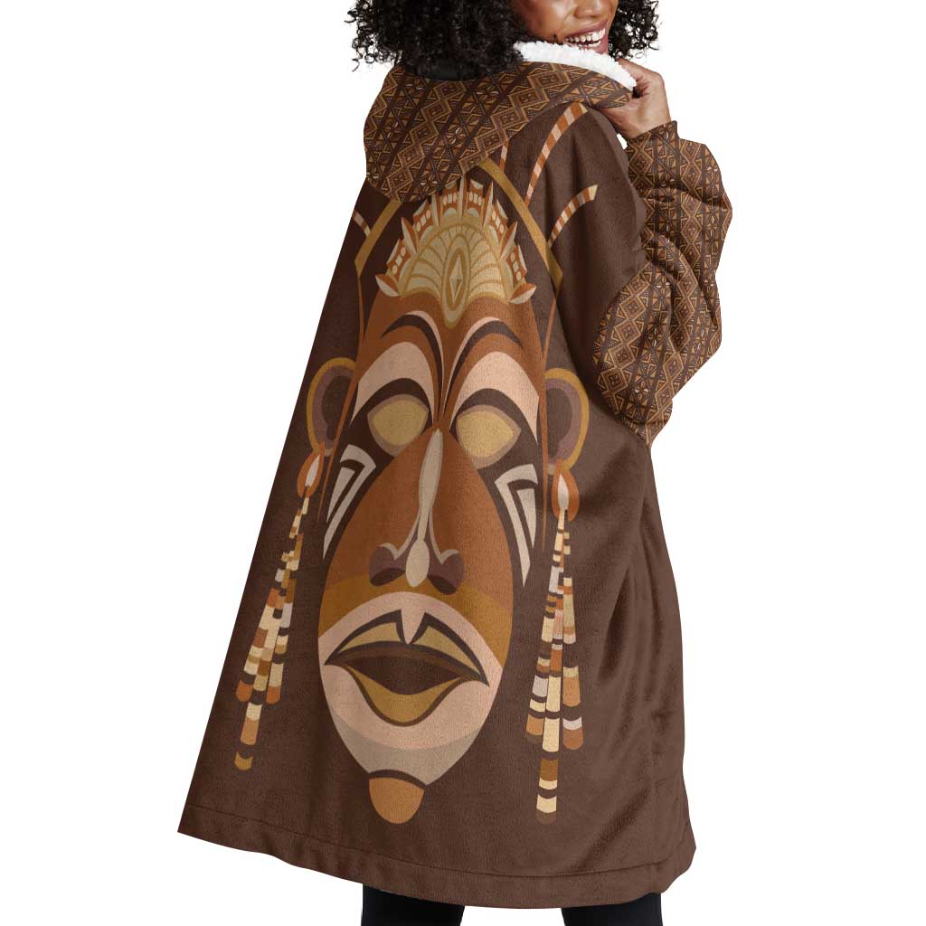African Women Wearable Blanket Hoodie Tribal Ethnic Mask DT02