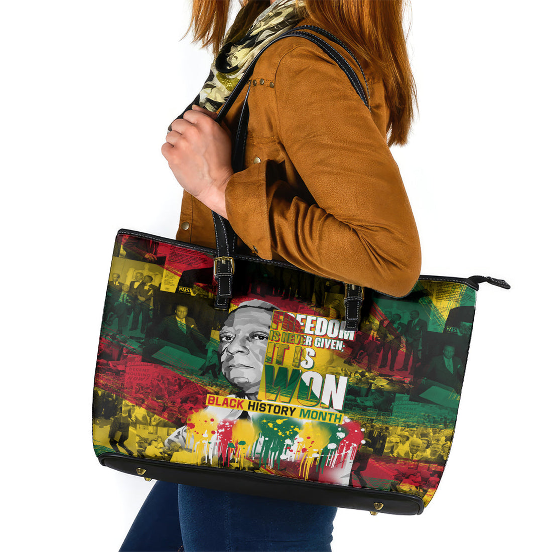 Freedom Is Never Given It Is Won Leather Tote Bag Asa Philip Randolph DT02