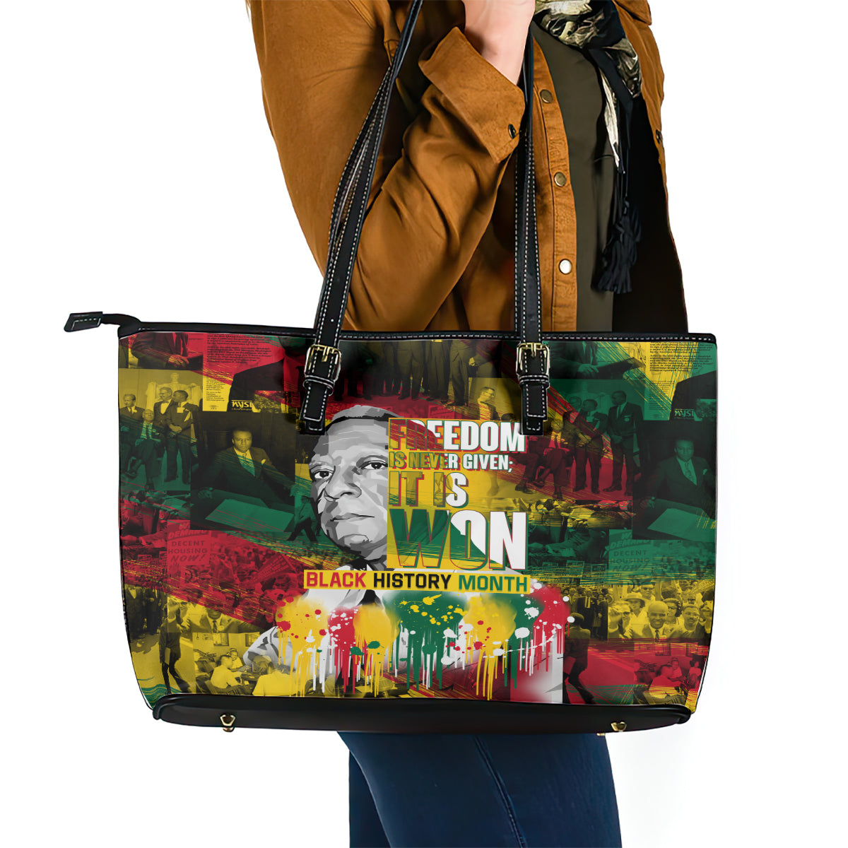 Freedom Is Never Given It Is Won Leather Tote Bag Asa Philip Randolph DT02
