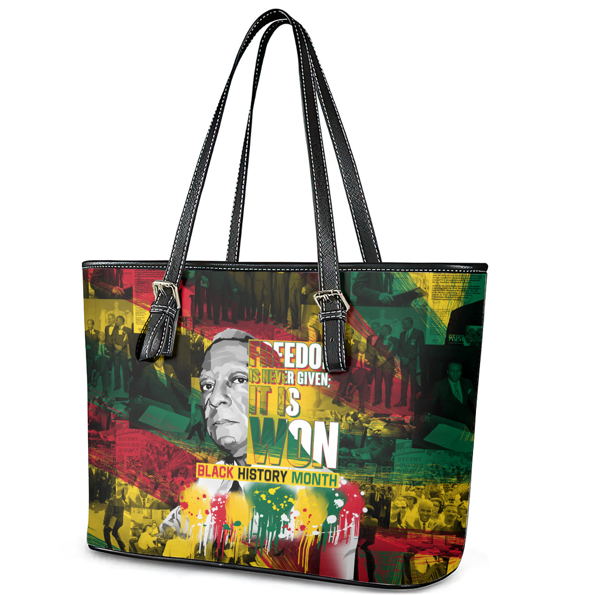 Freedom Is Never Given It Is Won Leather Tote Bag Asa Philip Randolph DT02