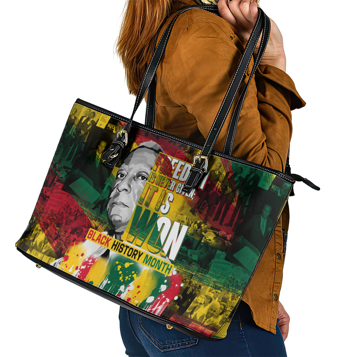 Freedom Is Never Given It Is Won Leather Tote Bag Asa Philip Randolph DT02